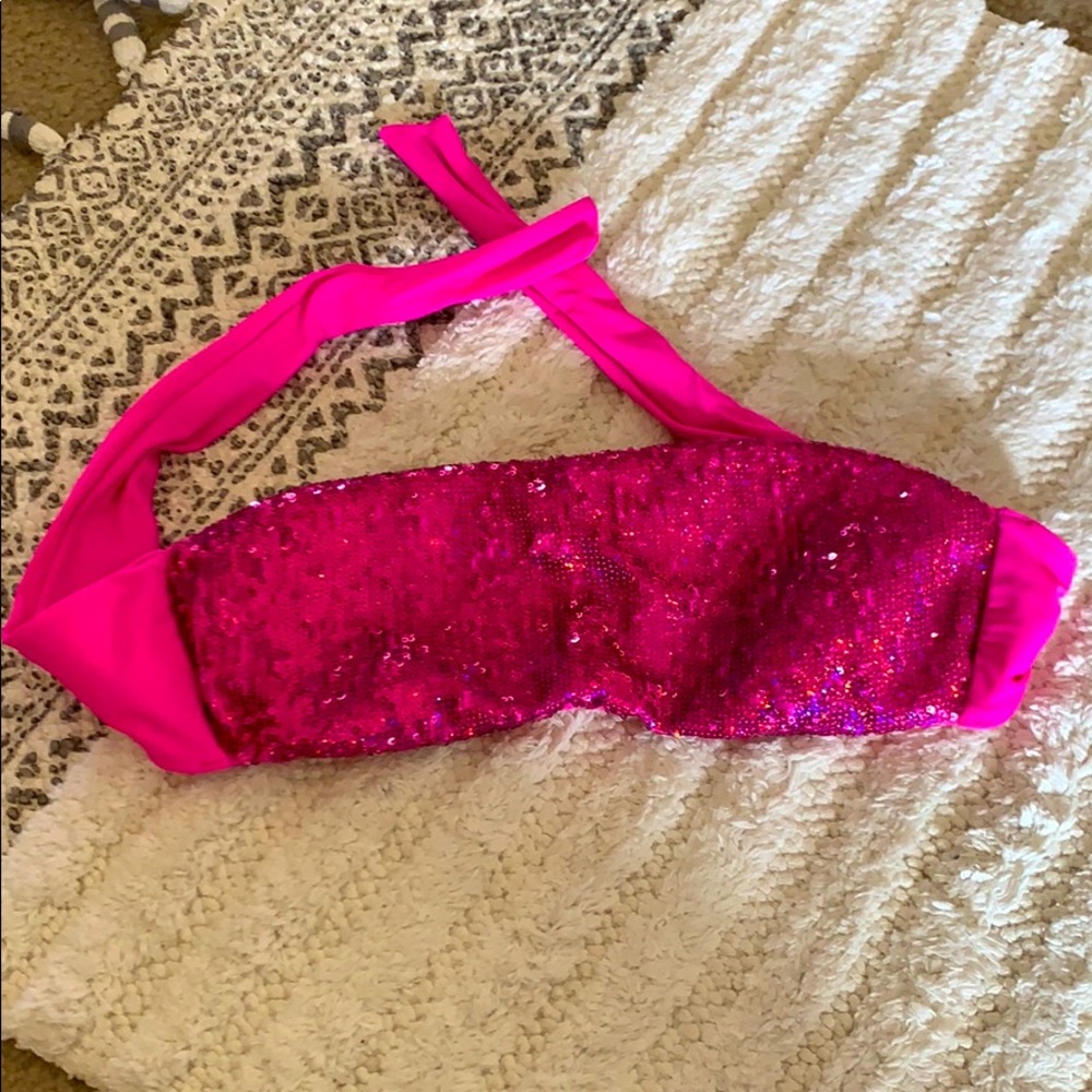 VS Hot pink sequin strapless bikini top